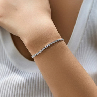 Elegant Silver Tennis Bracelet featuring sparkling zircon stones, perfect for women's fine jewelry collections.