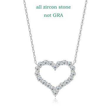 Elegant Moissanite Heart Necklace in 925 sterling silver, featuring a stunning round brilliant cut moissanite stone.