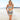 Woman wearing colorful 3 piece set crochet cover up bra top and mini skirt beach outfit