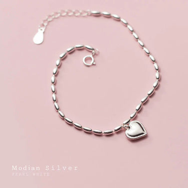 Elegant Silver Heart Bracelet by Modian Silver, crafted from 925 sterling silver for women. Perfect for any occasion.