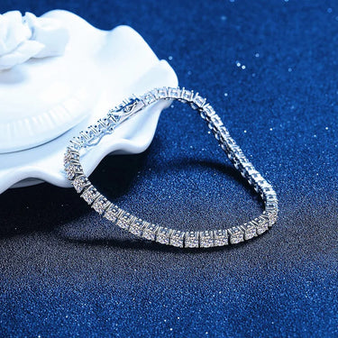 Exquisite Moissanite Bangle Bracelet crafted from 925 sterling silver, showcasing brilliant VVS1 stones. Perfect for any collection.