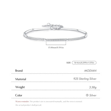 Elegant Dainty Silver Bracelet by MODIAN features a fine chain design, perfect for women's everyday wear.