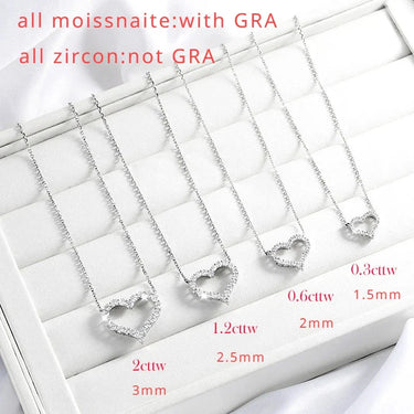 Elegant Moissanite Heart Necklace featuring a brilliant cut stone, crafted in 925 sterling silver for a stunning look.