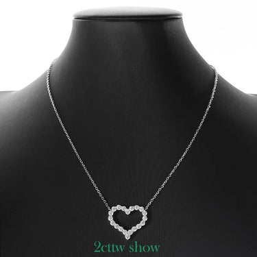 Elegant Moissanite Heart Necklace in 925 sterling silver, featuring a stunning round brilliant cut stone.