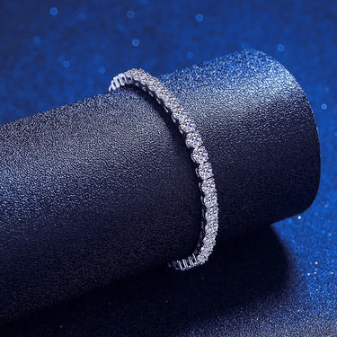 Exquisite Moissanite Bangle Bracelet in 925 sterling silver, featuring brilliant round-cut VVS1 stones for elegant shine.