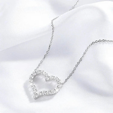 Elegant Moissanite Heart Necklace in 925 sterling silver, showcasing a stunning round brilliant cut moissanite stone.